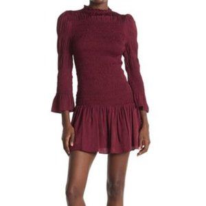 Do & Be Ruched Smocked Dress Merlot NWT